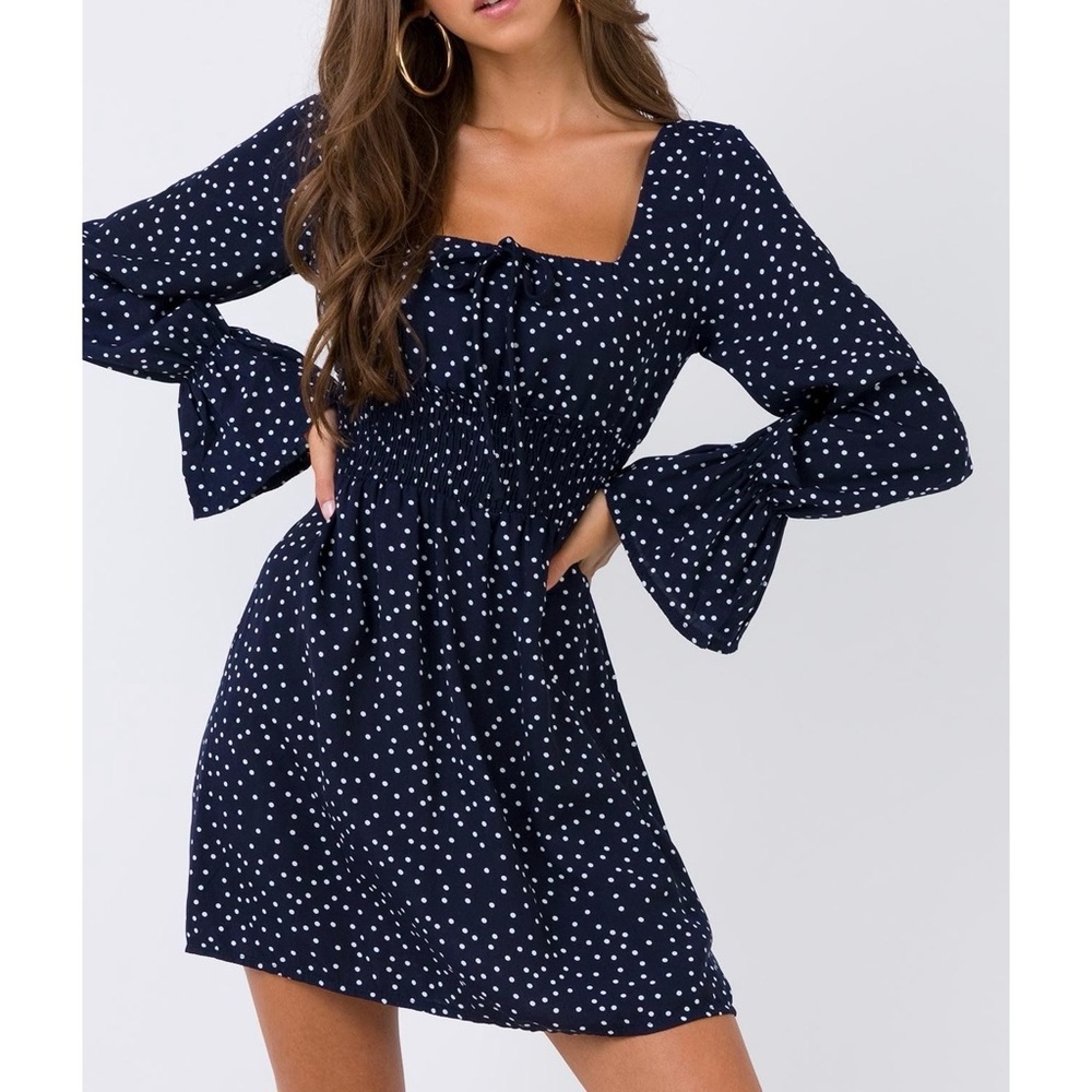 Princess Polly Navy Polka Dot Mini Dress